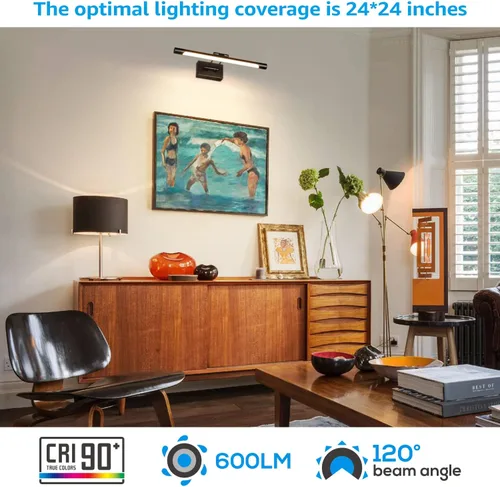 Vista 4 de LEONLITE 3CCT - Luz LED regulable, 2700 K/3000 K/4000 K seleccionable, marco de fotos giratorio CRI90 de metal completo para arte de pared, pintura