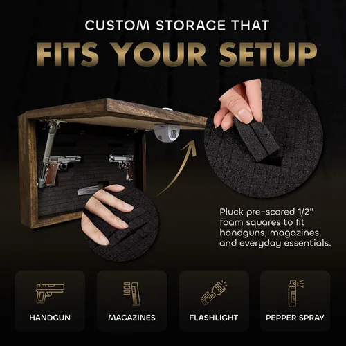 Vista 5 de Bellewood Designs Caja fuerte oculta para armas – Caja fuerte de pared para armas con escena de ciervos – Almacenamiento oculto en la pared