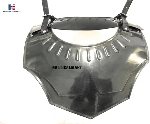 Vista 6 de NauticalMart Hombreras ennegrecidas, hombros LARP y garganta, armadura berserk de acero
