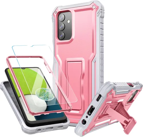 Vista 6 de FITO Funda para Samsung Galaxy A03S 5G, doble capa a prueba de golpes resistente con protector de pantalla de vidrio para teléfono Samsung A03S 5G