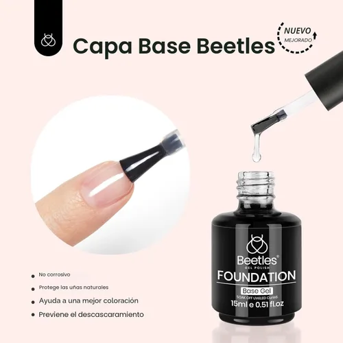 Vista 7 de Beetles - Juego de 3 capas de capa superior, gel base y pegamento de uñas 9 en 1, 0.5 onzas líquidas Capa base que no se limpia con efecto