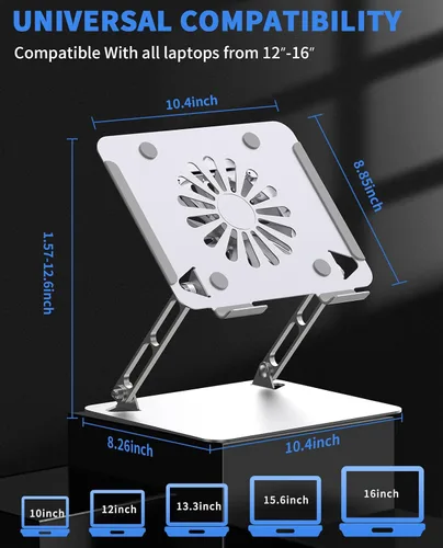 Vista 4 de SOUNDANCE Almohadilla de refrigeración para laptop con ventilador mejorado de bajo ruido y concentradores USB 3.0, enfriador ventilado para laptop