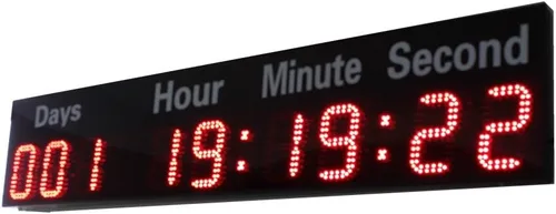 Vista 3 de AZOOU 6 pulgadas 9 dígitos LED temporizador cuenta atrás/arriba reloj montado en la pared con días horas minutos segundos segundos color rojo