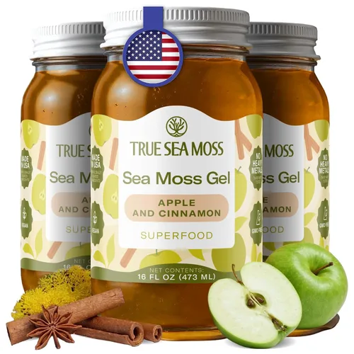 Vista 19 de TrueSeaMoss Gel de musgo marino – hecho en EE. UU. – Musgo marino silvestre, frutas y verduras en frasco – Manzana/Canela, paquete de 1