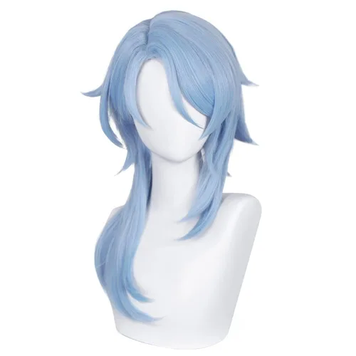 Vista 2 de Arataki Itto - Pelo sintético largo Inazuma liso blanco y rojo de anime, patillas largas, Halloween, carnaval, exposición de cómics, cosplay