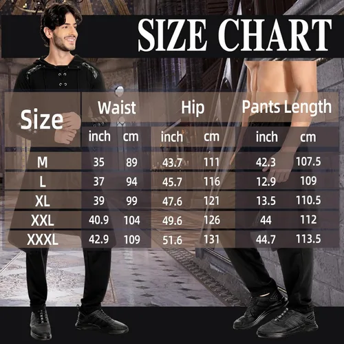 Vista 4 de Pantalones vikingos steampunk medievales para adultos, pantalones góticos renacentistas para disfraz de Halloween