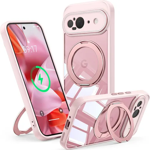 Vista 48 de 【Soporte magnético giratorio de 360°】 Funda para Google Pixel 8A 【Compatible con MagSafe y Pixelsnap】 Funda con soporte de anillo 【Transparente sin