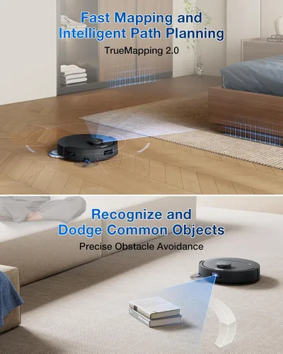 Vista 6 de ECOVACS DEEBOT T30C Aspiradora Robot y Trapeadora, Succión de 20,000Pa, Trapeado de Borde Adaptativo TruEdge, Tecnología ZeroTangle 2.0, Lavado