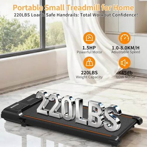 Vista 5 de 3-in-1 Treadmill for Home, Portable Walking Pad with Hand & Running Machine with Remote Control & LED Display, Compact Electric Treadmill for Home &