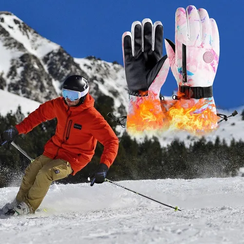 Vista 3 de Aniywn Guantes de esquí para adultos, impermeables, para pantalla táctil, guantes de nieve para hombres y mujeres, guantes de snowboard cálidos
