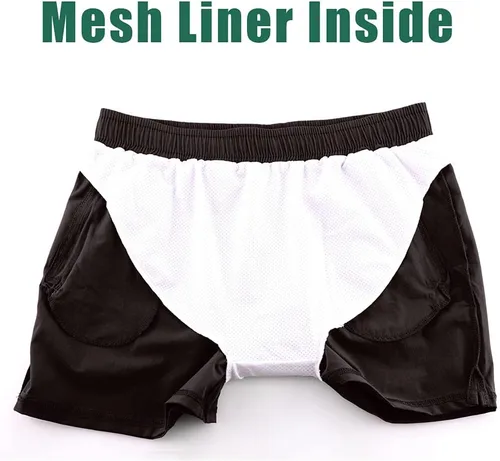Vista 5 de Rexcyril Pantalones cortos de entrenamiento para hombre, de secado rápido, de 3 pulgadas, para correr, fisicoculturismo, con forro y bolsillos