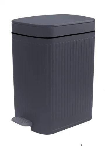 Vista 9 de Feisco Cubo de basura pequeño con tapa, cubo de basura pequeño para baño con pedal y tapa tipo prensa, cubo de basura delgado para cocina, baño, Gris