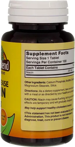 Vista 4 de Nature's Blend Niacina Liberación Temporizada 250 mg 250 mg 100 Tabletas