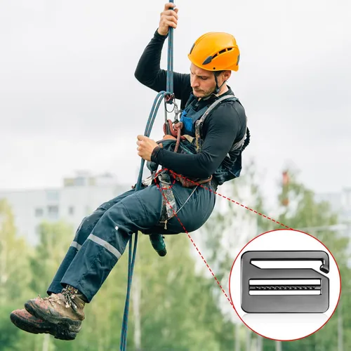 Vista 5 de HINZIC 3 hebillas onduladas con gancho en G de 1.48 pulgadas de metal fuerte bloqueo de escalera Tri-Glide Tensión hebilla deslizante correas