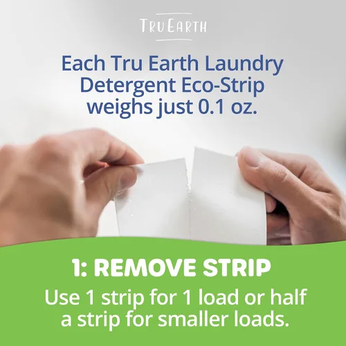 Vista 3 de Tru Earth Hojas de detergente compacto para ropa seco, sin perfume, hasta 768 cargas (384 unidades), sin parabenos, detergente sin líquido Eco-Strip