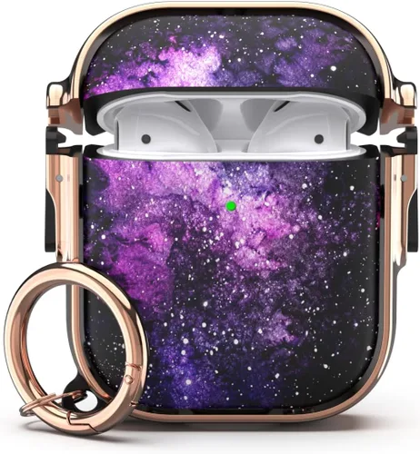 Vista 9 de funda para AirPods 1ra y 2da generación, funda Airpod con clip de llavero de cierre seguro, funda protectora de material híbrido de cuerpo completo