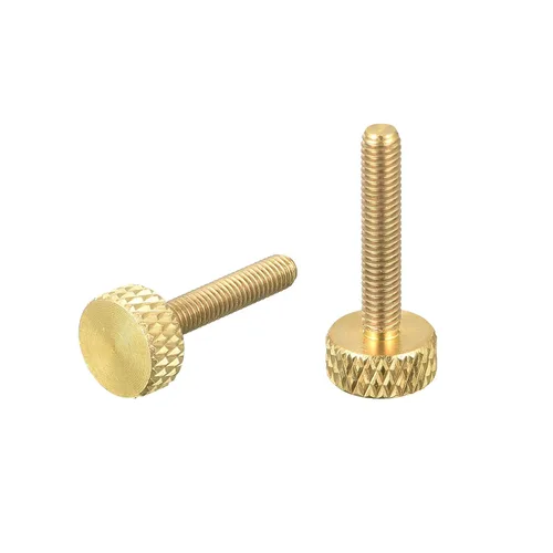 Vista 13 de uxcell 2 tornillos moleteados de latón para pulgar, M3x8mm de agarre plano, perno de sujeción para electrónicos, mecánicos