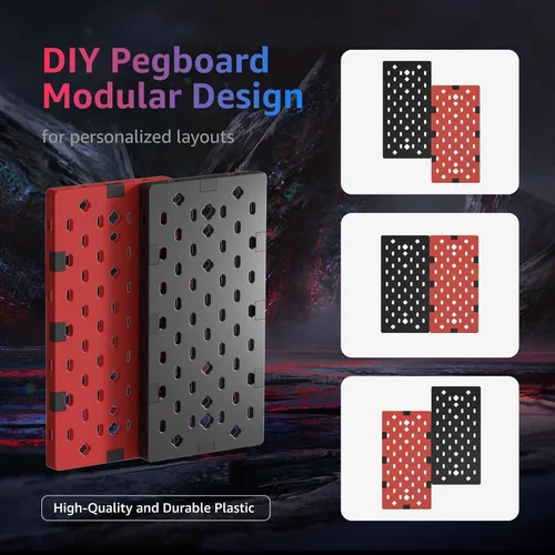 Vista 2 de PEGZONE Tablero de clavijas de abrazadera, soporte modular para auriculares y controlador, soporte de controlador giratorio con ganchos para cable