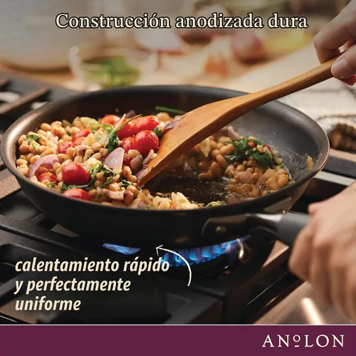 Vista 6 de Anolon Advanced - Parrilla dividida antiadherente anodizada dura, sartén para plancha, 12.5 pulgadas, color gris