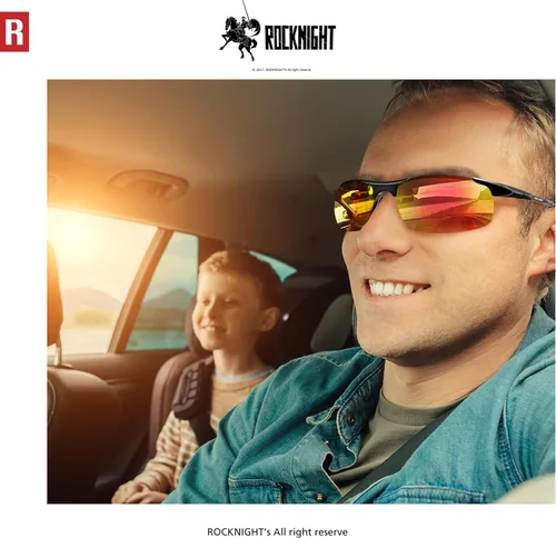 Vista 2 de ROCKNIGHT - Lentes de sol HD polarizados con protección UV400 y marco ultraligero Al-Mg para conducción, golf, pesca y actividades al aire libre