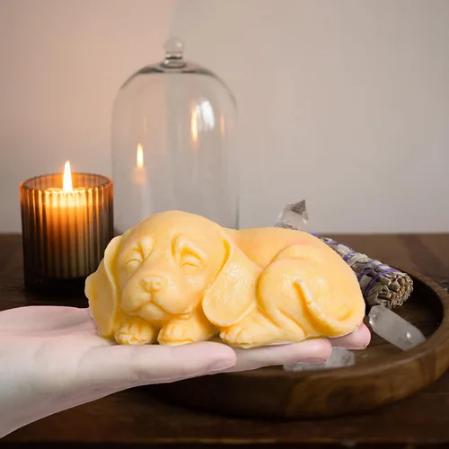Vista 4 de 2 moldes de jabón de silicona para perros, forma de hueso de pata de cachorro 3D, molde de fondant de silicona, lindo molde de vela para perro, cera