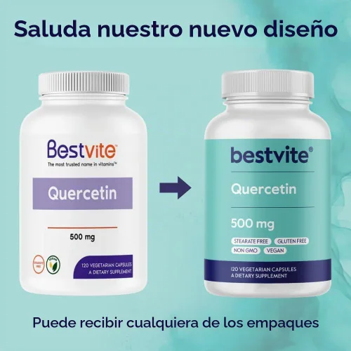 Vista 6 de BESTVITE Quercetina 500mg (120 cápsulas vegetales) - Sin estearatos