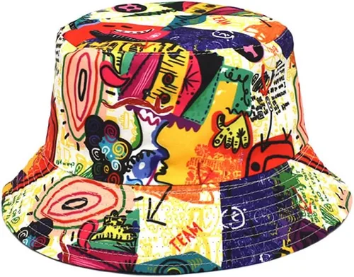 Vista 2 de Quanhaigou Sombrero de pescador para hombres y mujeres, sombreros de sol estampados reversibles, para pescador, para exteriores, verano, viajes