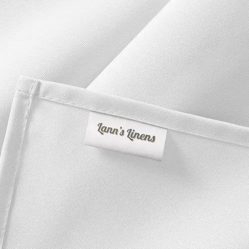 Vista 6 de Lann's Linens - Mantel rectangular de tela de poliéster de primera calidad para bodas, banquetes y restaurantes Blanco