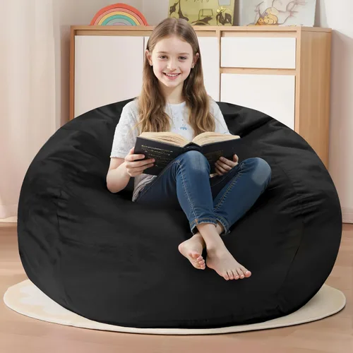 Vista 24 de Homguava - Sillón puff de 3 pies Sillón estilo puff grande de 3 pulgadas con relleno de espuma viscoelástica, sofá suave con funda de terciopelo