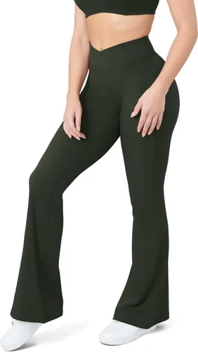 Vista 37 de HEGALY Pantalones de yoga acampanados para mujer, leggings cruzados, suaves, de cintura alta, pantalones casuales de entrenamiento con corte de bota