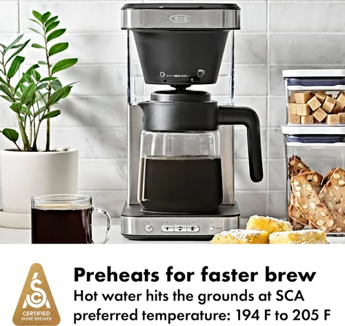 Vista 2 de OXO Brew - Cafetera de 8 tazas con función de porción única sin cápsulas y jarra de vidrio - Certificado SCA