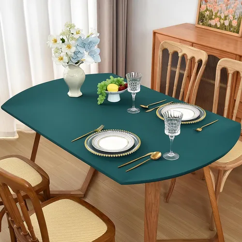 Vista 9 de Mantel redondo de elastano ajustable de 48 pulgadas, mantel plegable elástico de picnic, mantel elástico para mesa de patio, manteles lavables