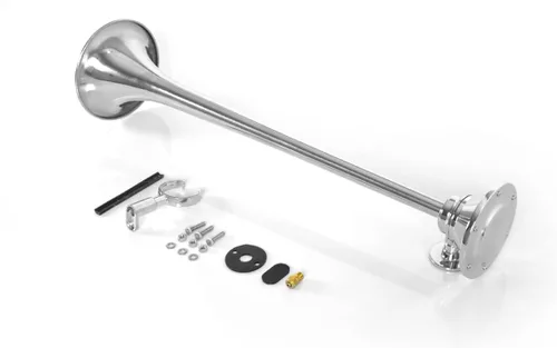 Vista 6 de HighSoar 12V Kit de bocinas de aire para camiones de 150 dB, cromadas, impermeables, con una sola trompeta universal para coche, tren, barco