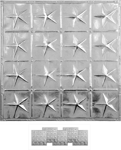Vista 10 de American Tin Ceilings Kit de 5 unidades: azulejos metálicos para clavar en patrón #2 clavado y color sin terminar. 24 x 24 pulgadas