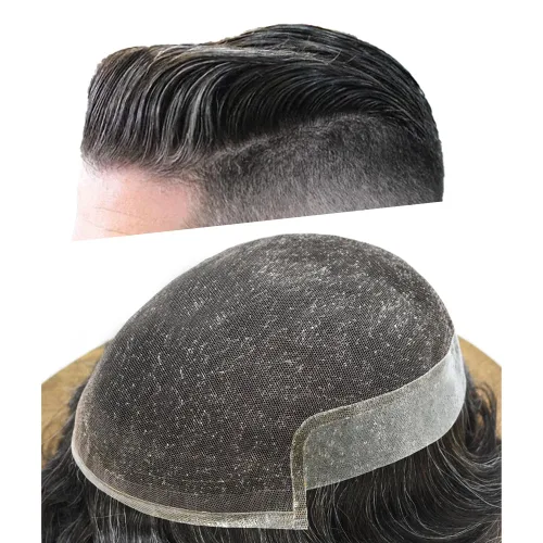 Vista 44 de Mens Toupee Remy Human Hair System For Men Bleached Knot Toupee Hair Piece For Men French Lace Toupee For Men Hairpiece 8X10#17 Dark Ash Blonde 90%