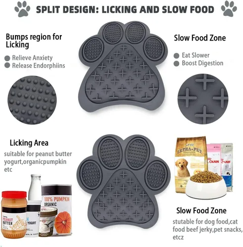 Vista 2 de Tapete de alimentación lenta con ventosas, diseño antideslizante, reductor de aburrimiento y ansiedad para perros y gatos, tapete calmante