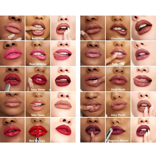 Vista 8 de Buxom Lápiz labial satinado completo, formulado con ácido hialurónico y cera de girasol, lápiz labial cremoso hidratante, acabado satinado, ligero