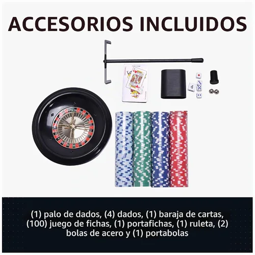 Vista 10 de Hathaway Classic Monte Carlo 4 en 1 mesa de juego de casino – Incluye mesa de dados, mesa de ruleta, mesa de blackjack que se puede utilizar como
