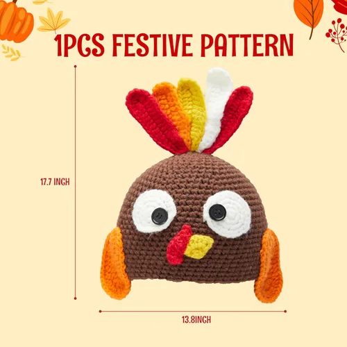 Vista 6 de JOYIN Gorro de pavo con orejeras - Accesorio de fotografía para bebés pequeños, carnaval cosplay