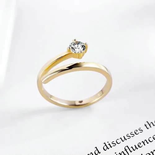 Vista 4 de Anillos ajustables para mujer, plata de ley S925, anillos abiertos de oro grueso para mujer con circonita