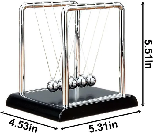 Vista 2 de Péndulo de Newton con Bolas de Equilibrio, Bolas Cinéticas Oscilantes con Base Negra, Herramienta de Aprendizaje Educativo de Ciencia Física