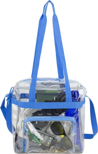 Vista 5 de Eastsport Bolsa transparente aprobada para estadios, correa de mensajero para deportes, conciertos, eventos de trabajo, transparente Borgoña