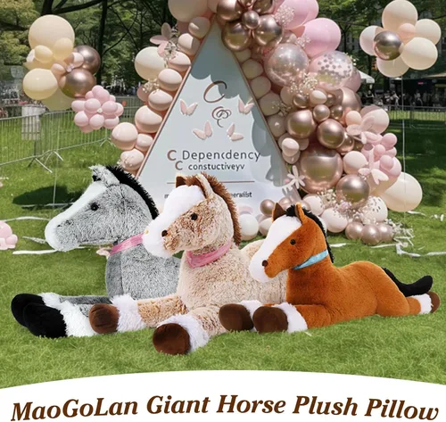 Vista 6 de MaoGoLan Peluche de caballo grande para niño, juguete de peluche de caballo grande para niña, poni montable de peluche para niños, almohada de felpa
