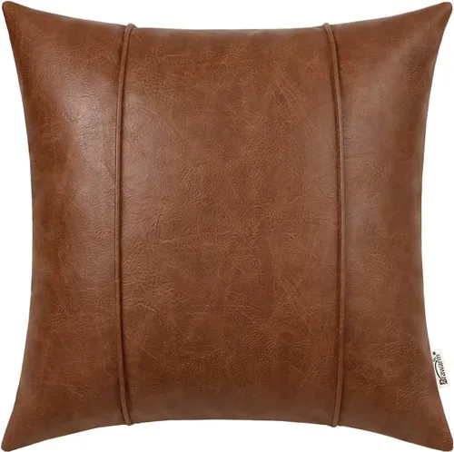 Vista 15 de BRAWARM Funda de almohada de piel sintética de 16 x 16 pulgadas, color Negro