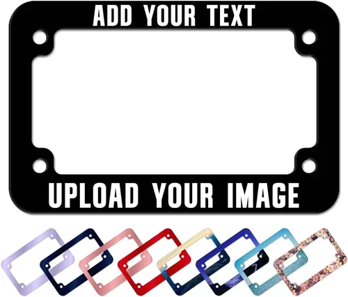 Vista 2 de Marcos de Matrícula con Cualquier Texto - Marco de Placa con Tu Mensaje Personalizado, Marco de Matrícula Personalizado con Nombre, Monograma, Logo
