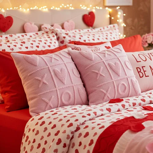 Vista 5 de Juego de 2 fundas de almohada de San Valentín de 16 x 16 pulgadas, decoración del día de San Valentín, fundas de almohada rosas para decoración