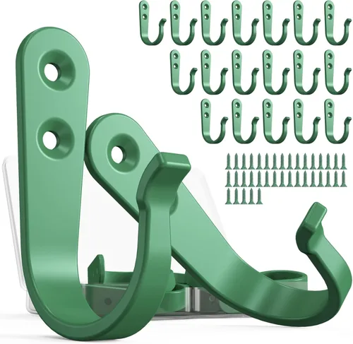 Vista 11 de BREYDROK 20 piezas de ganchos de pared de metal resistentes para abrigos, ganchos de un solo diente para colgar con 40 tornillos para toallas