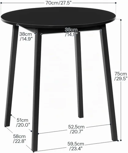 Vista 2 de HOOBRO Mesa de Comedor de Bambú, Mesa de Comedor Redonda para 2, Mesa de Cocina de 27.5" para Espacios Pequeños, Mesa de Escribir, Fácil de Montar