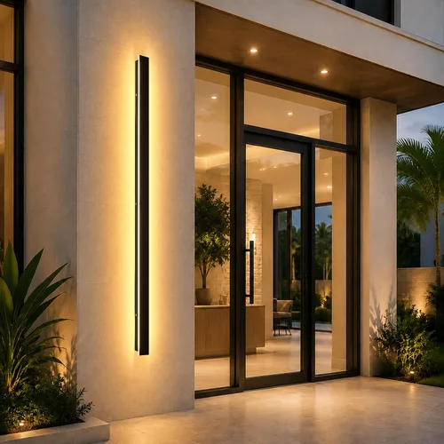 Vista 44 de Luces de pared modernas para exteriores de 39 pulgadas, 2700 K-6500 K, aplique de pared al aire libre regulable seleccionable con control remoto