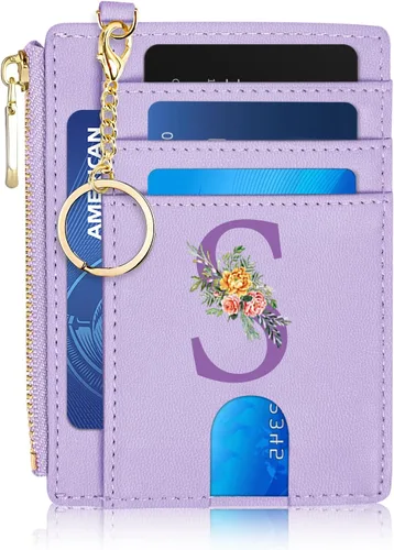 Vista 14 de Tarjetero para mujer minimalista y delgado con bolsillo frontal, bloqueo RFID, cartera compacta con ventana para identificación y bolsillo